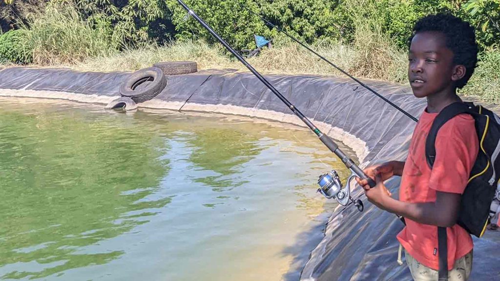 Kids Activity: Fishing at Eco Farm, Makuyu, Kenya.