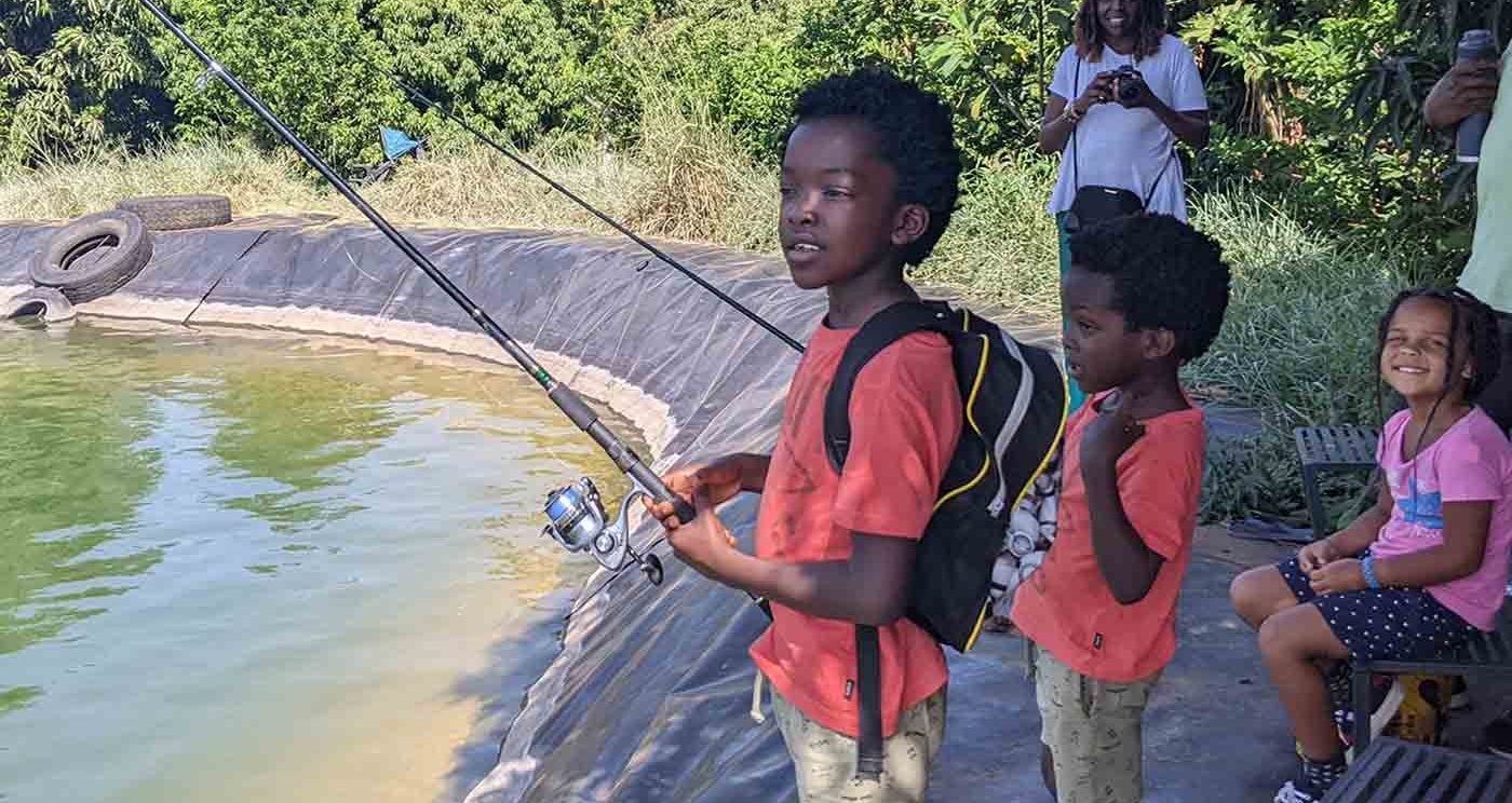 Kids Activity: Fishing at Eco Farm, Makuyu, Kenya.